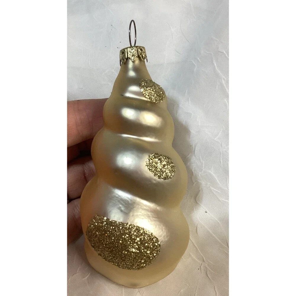 Neiman Marcus Hand Blown Glass Seashell & Seahorse Ornament Set Of Four Vintage